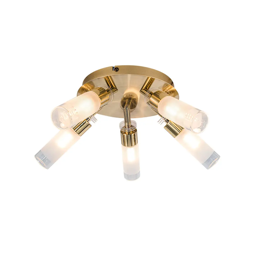 Saturn 5 Light Satin Brass Ceiling Light  IP44
