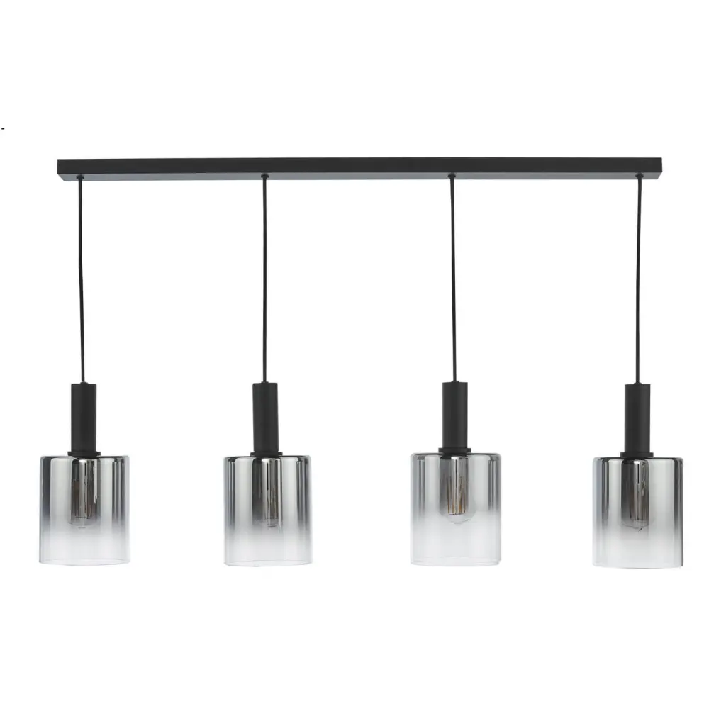 Savannah 4 Light Bar Pendant in Matt Black & Smoked Glass Finish
