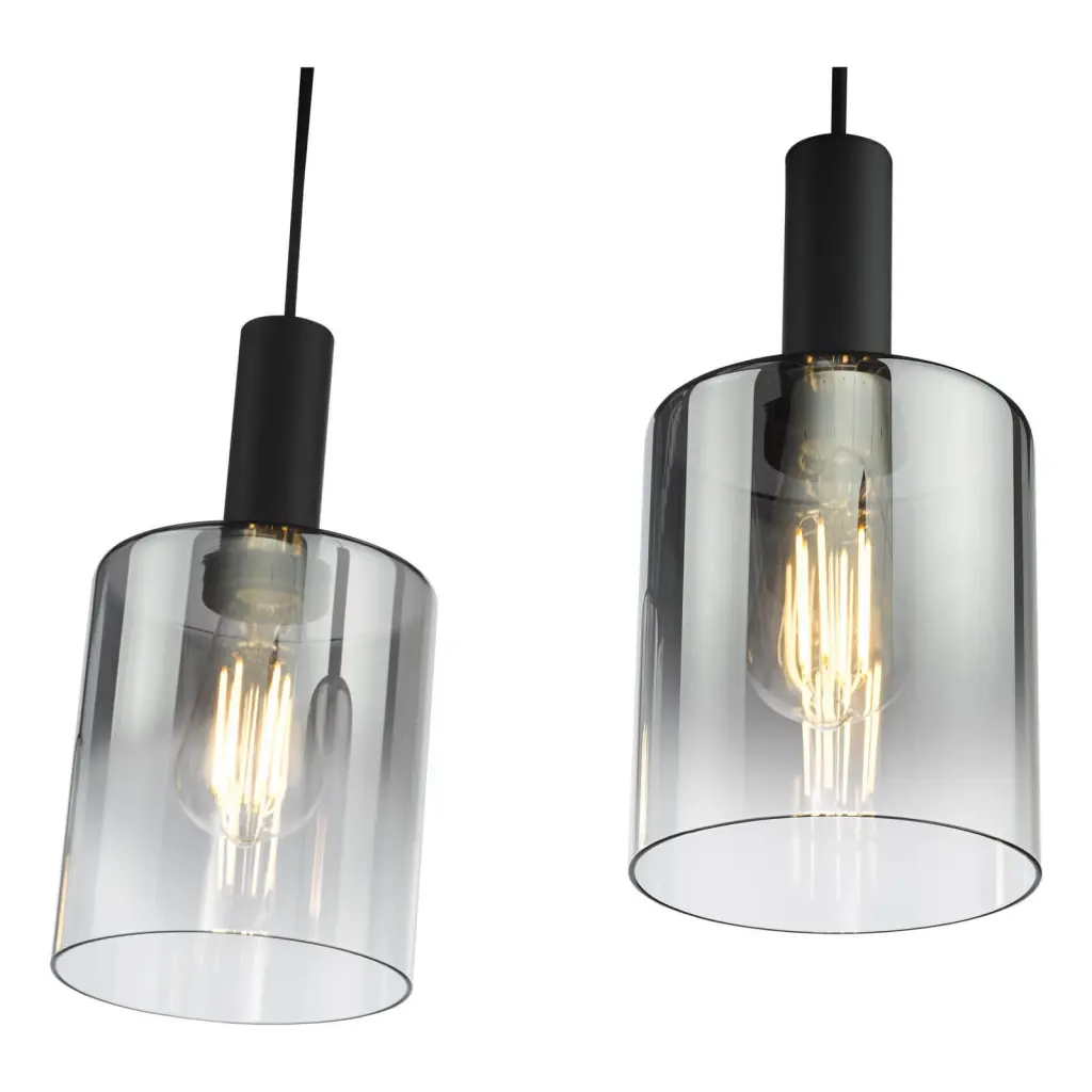 Savannah 4 Light Bar Pendant in Matt Black & Smoked Glass Finish