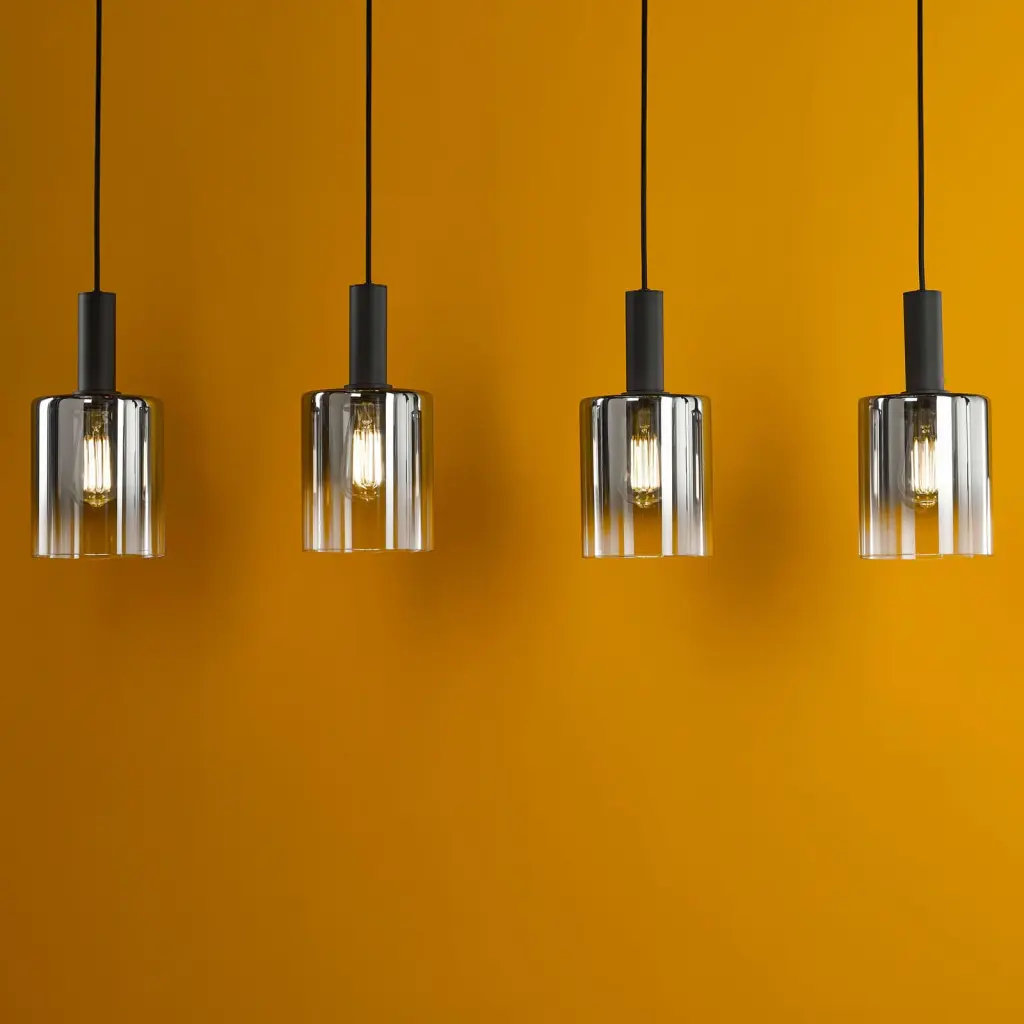 Savannah 4 Light Bar Pendant in Matt Black & Smoked Glass Finish