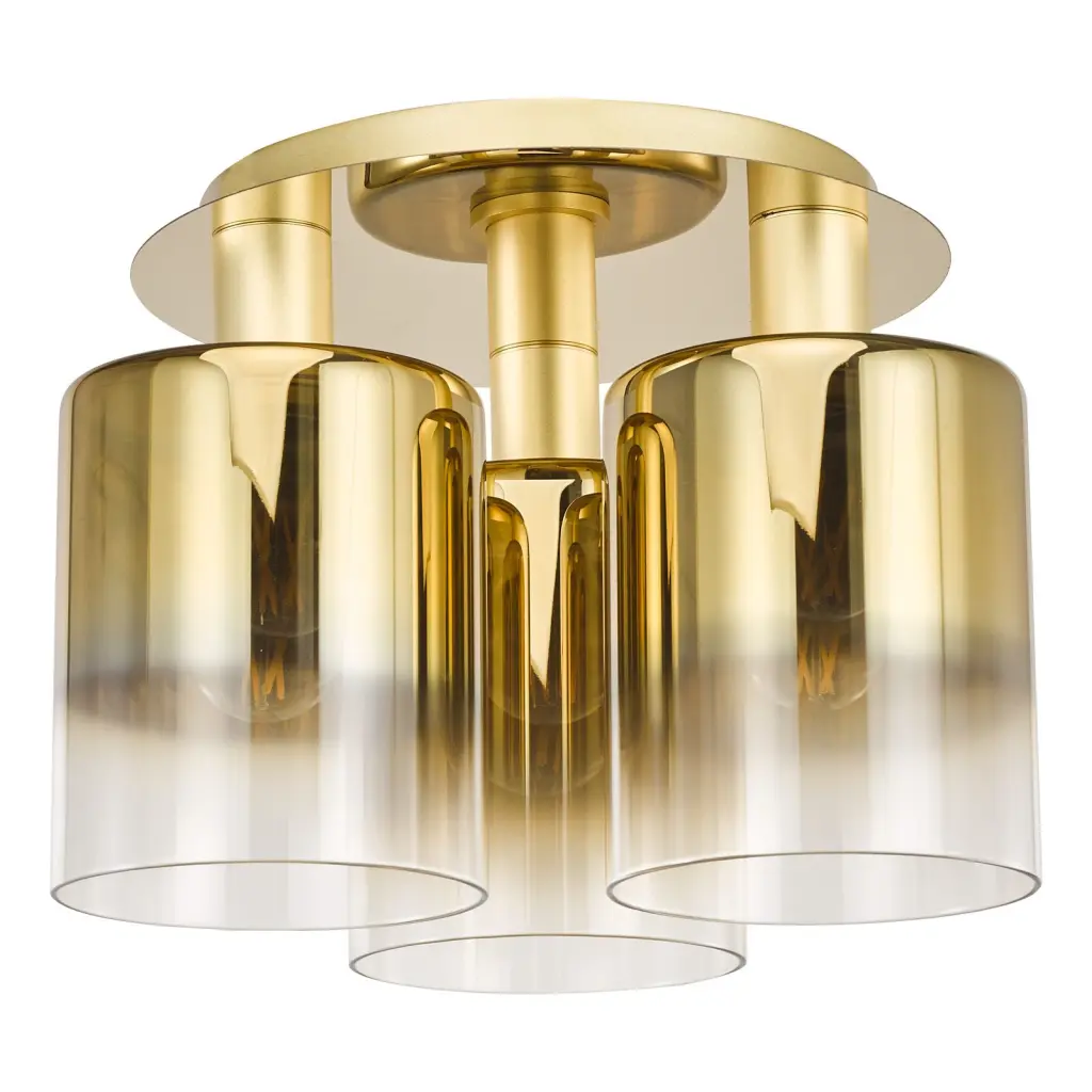 Savannah 3 Light Satin Gold & Ombre Glass Flush Fitting