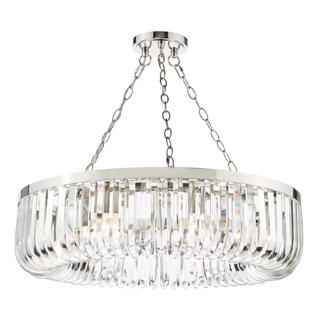 Sigourney 8 Light Polished Nickel Crystal Chandelier
