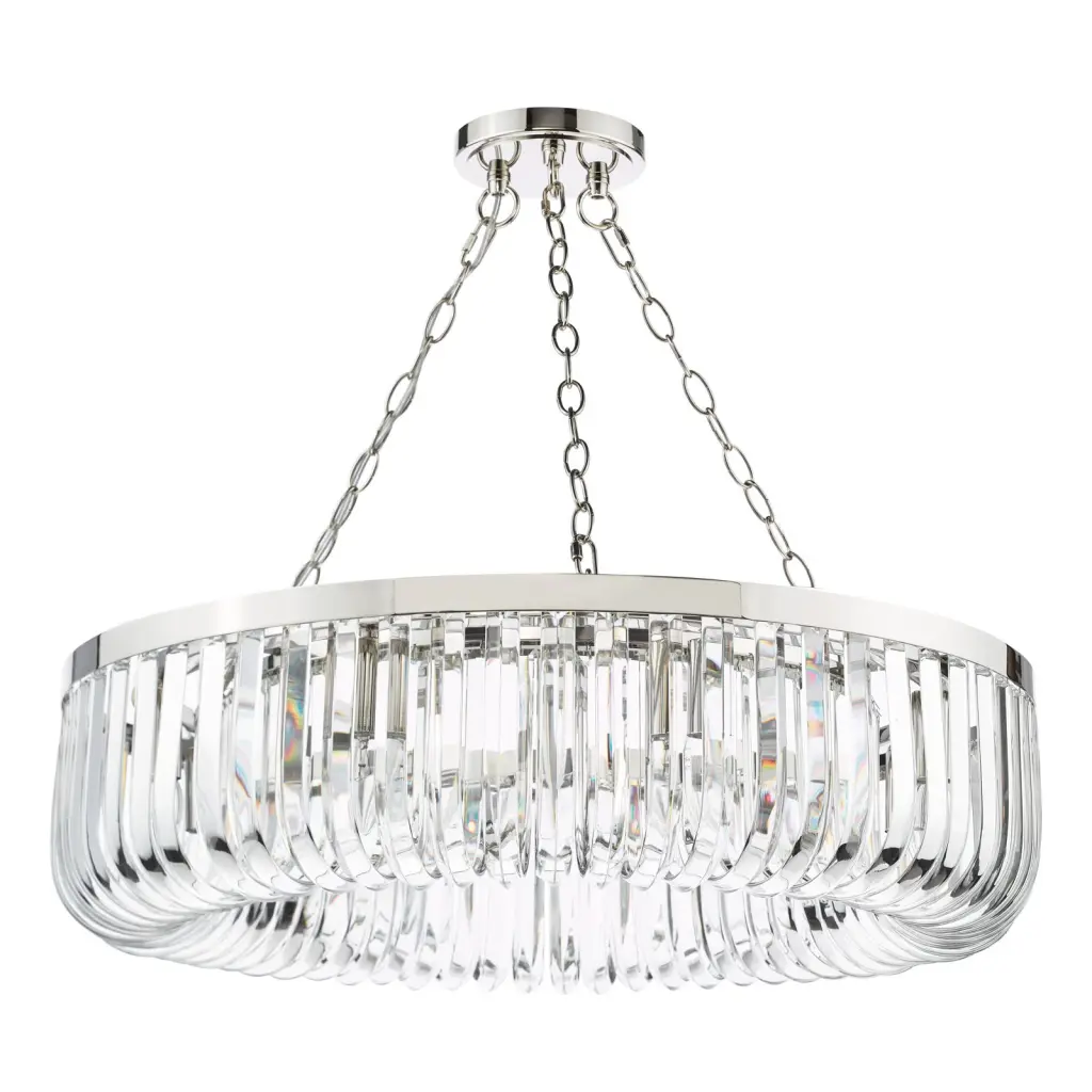 Sigourney 8 Light Polished Nickel Crystal Chandelier