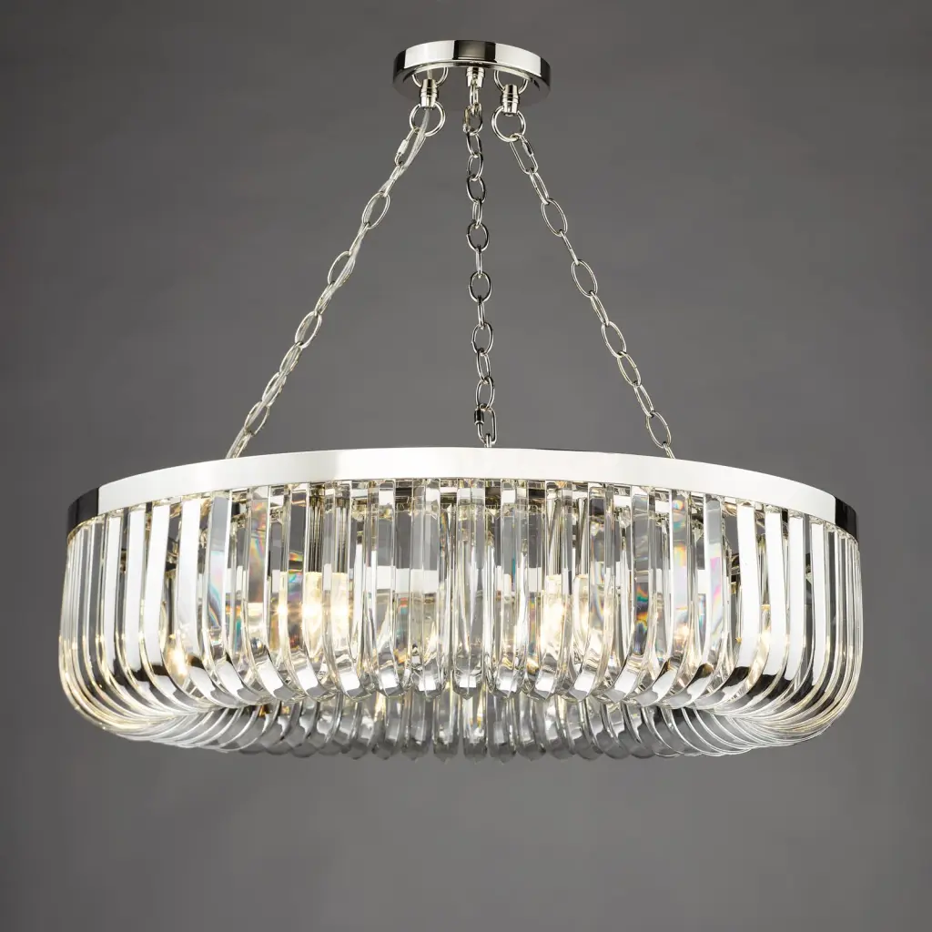 Sigourney 8 Light Polished Nickel Crystal Chandelier