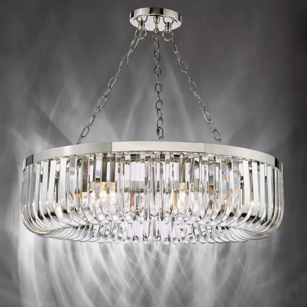 Sigourney 8 Light Polished Nickel Crystal Chandelier