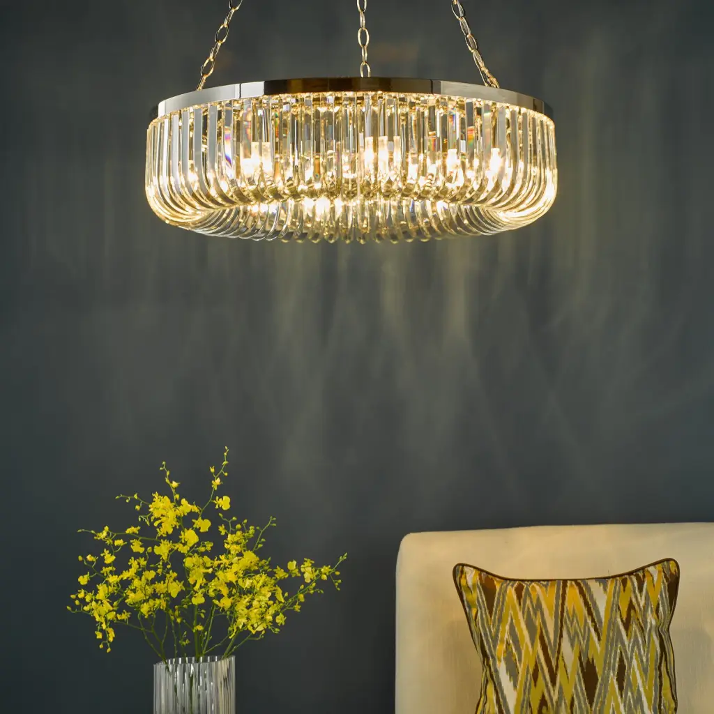 Sigourney 8 Light Polished Nickel Crystal Chandelier