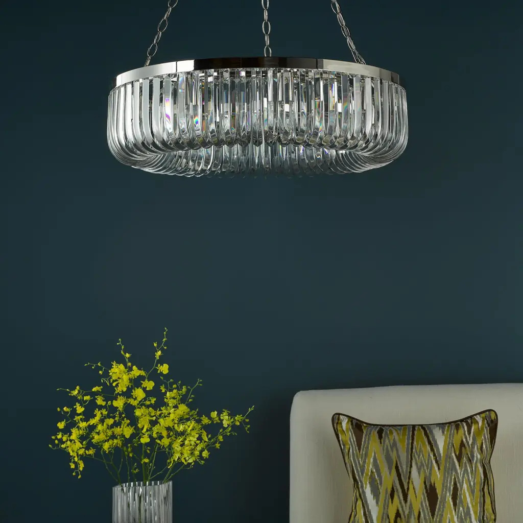 Sigourney 8 Light Polished Nickel Crystal Chandelier
