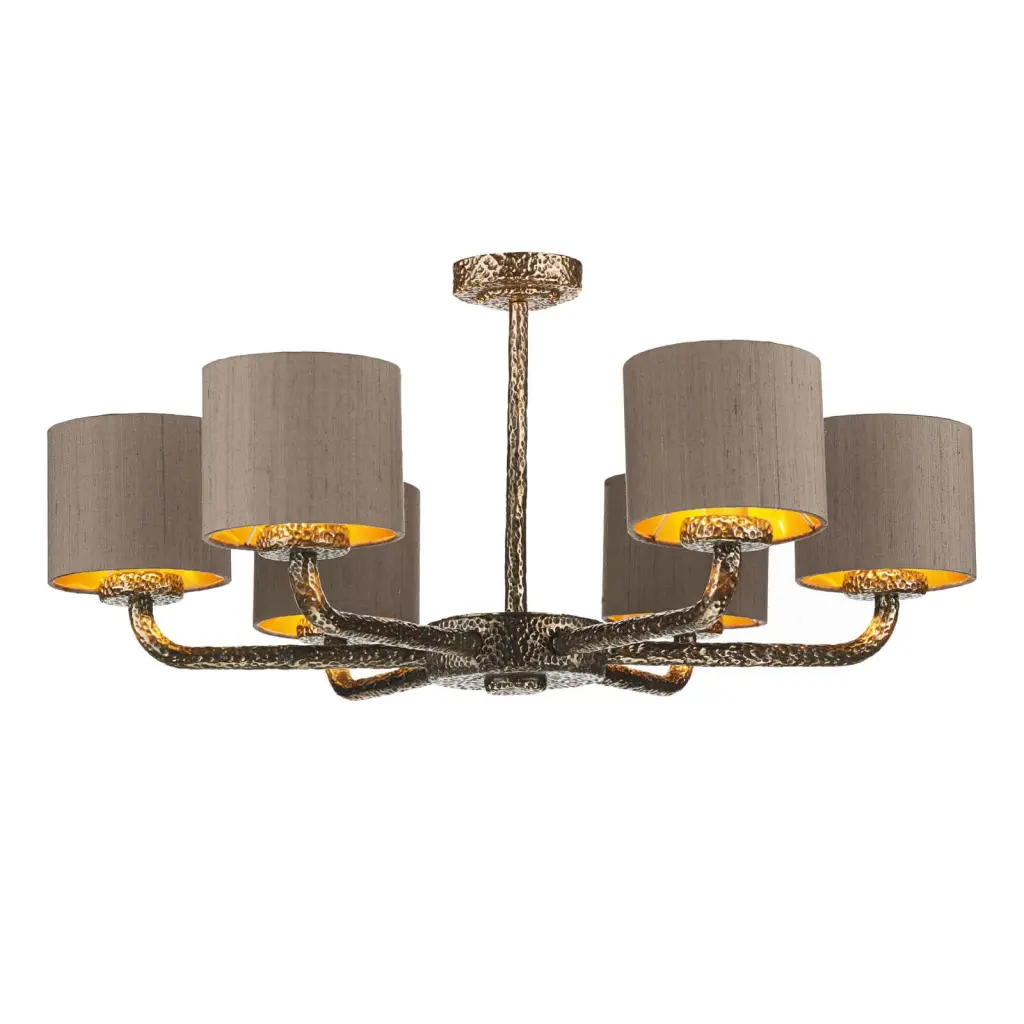 Sloane 6 Light Pendant Hammered Pewter