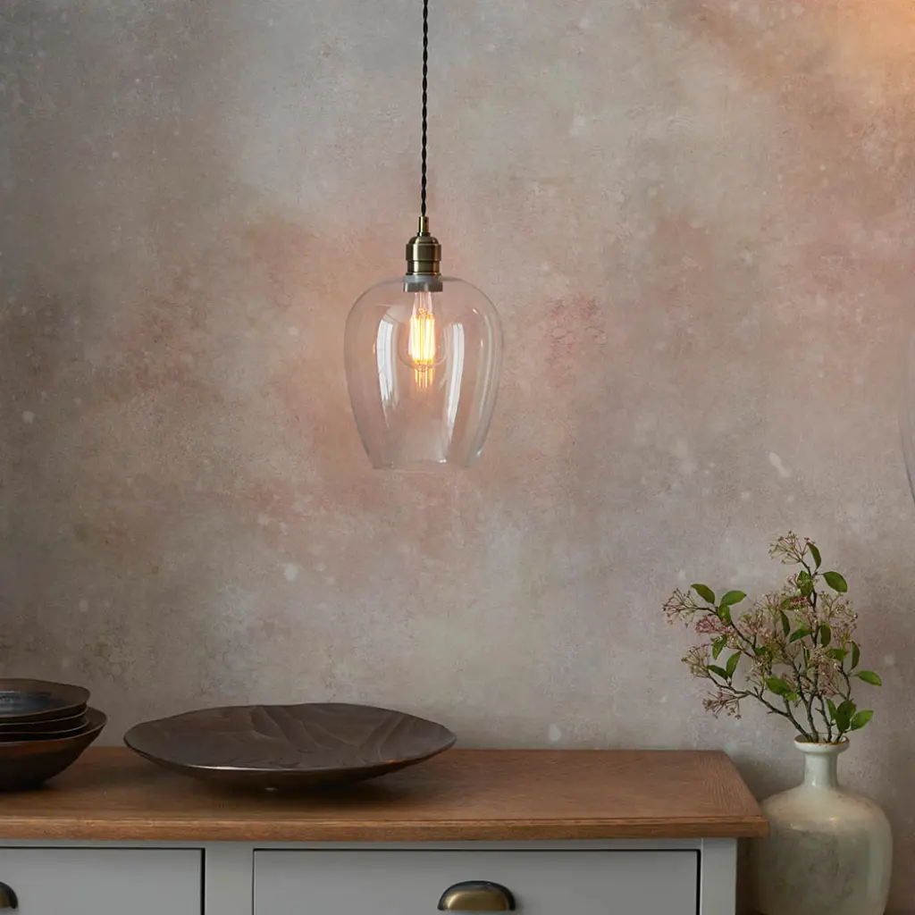 Molly Antique Brass Small Clear Glass Pendant