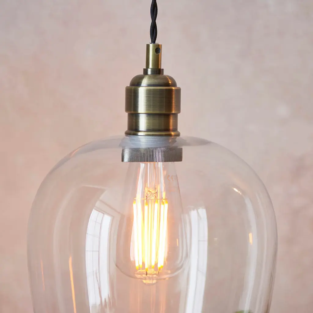 Molly Antique Brass Small Clear Glass Pendant