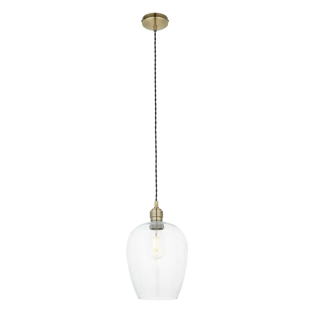 Molly Antique Brass Small Clear Glass Pendant