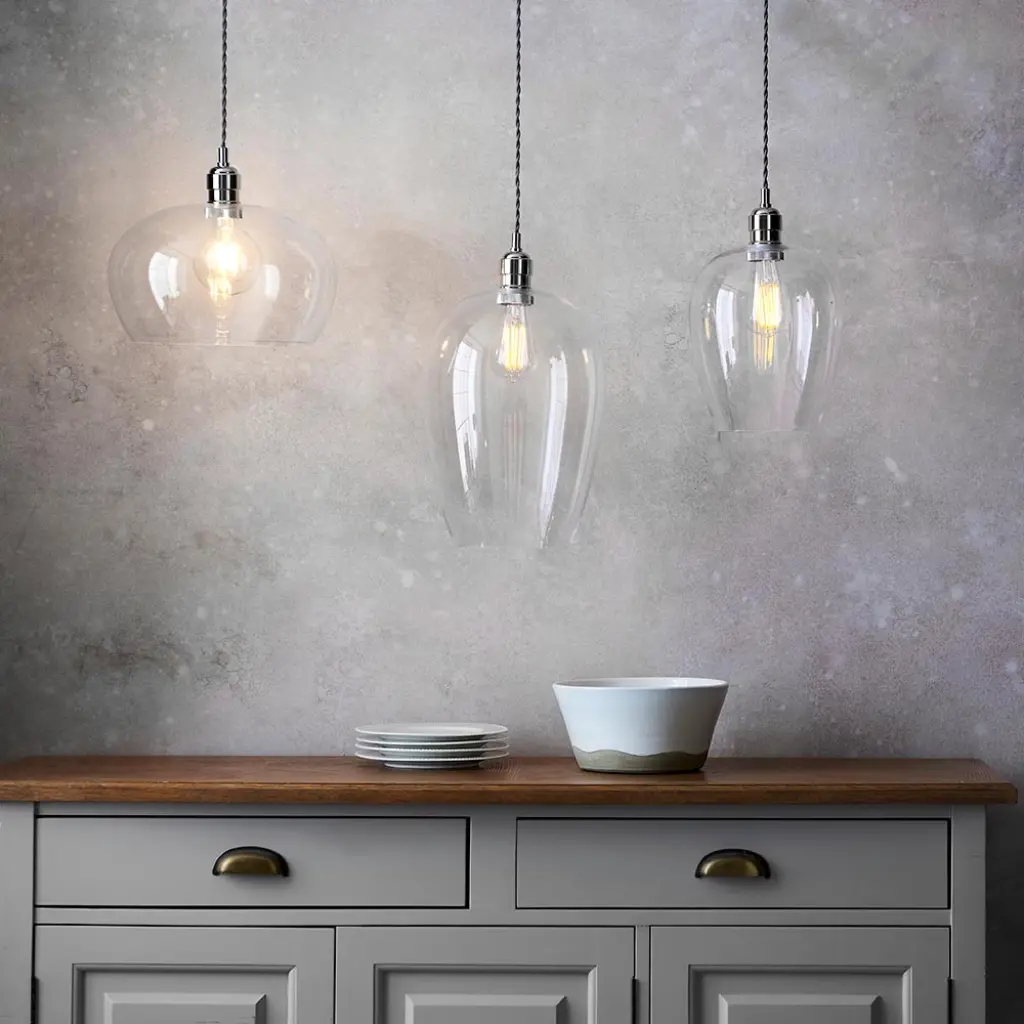Molly Polished Nickel Small Clear Glass Pendant