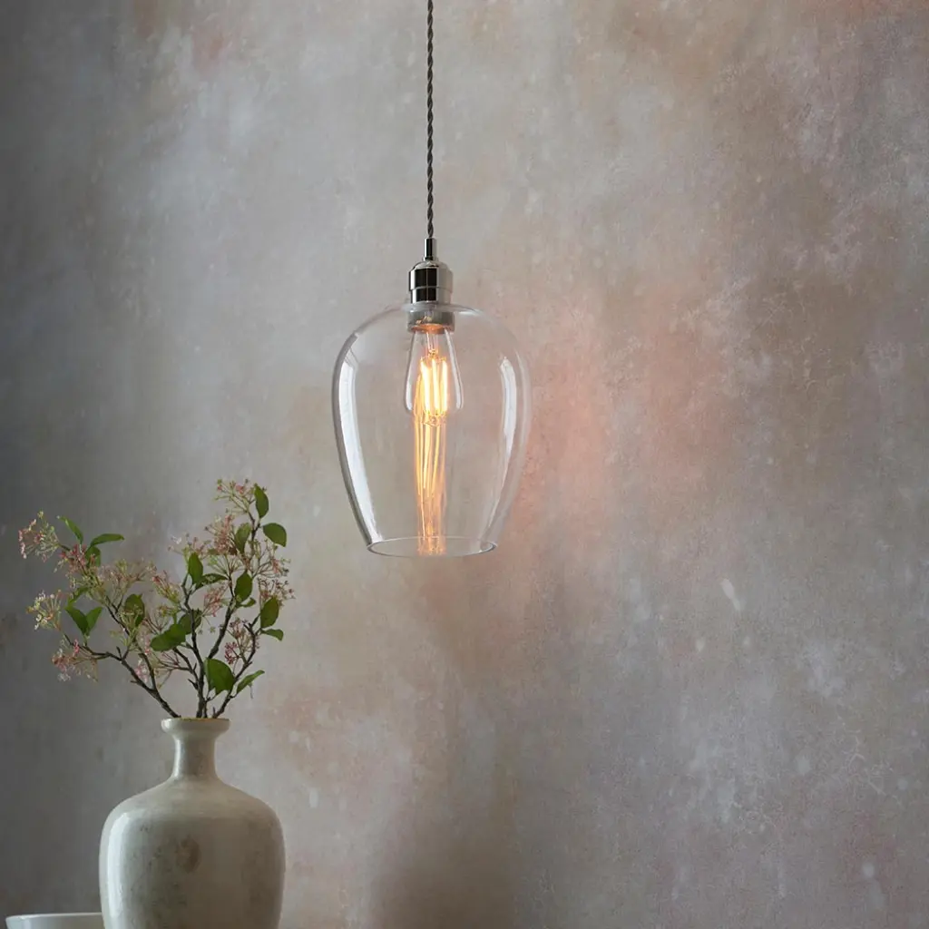 Molly Polished Nickel Small Clear Glass Pendant