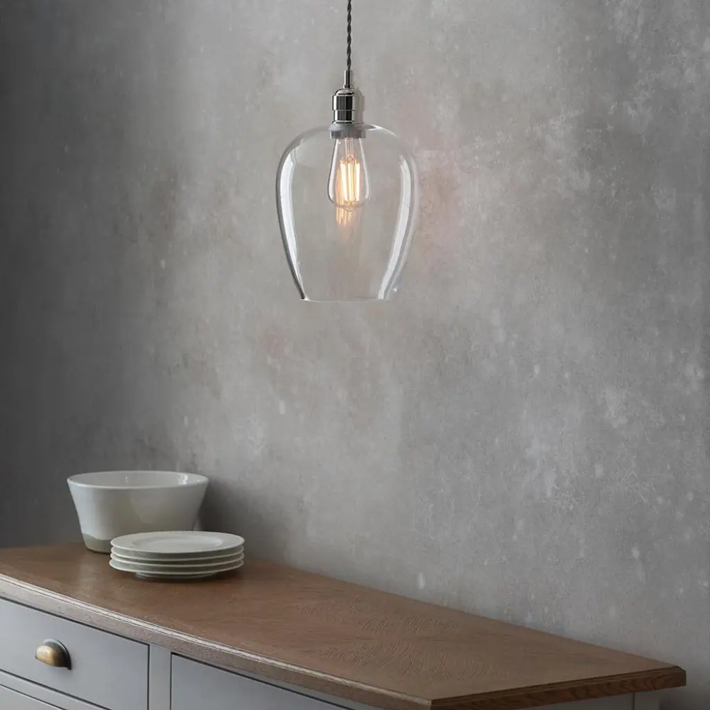 Molly Polished Nickel Small Clear Glass Pendant