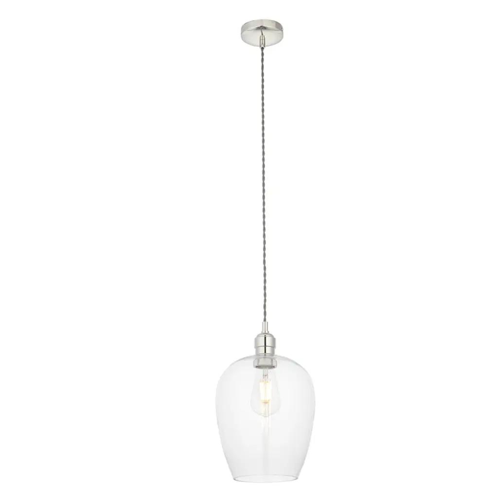 Molly Polished Nickel Small Clear Glass Pendant