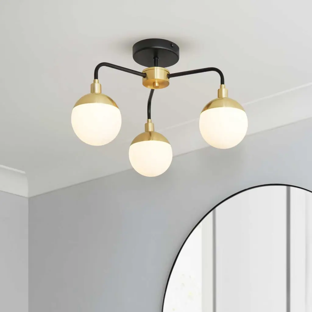 Lilli Black & Satin Brass Semi Flush Fitting