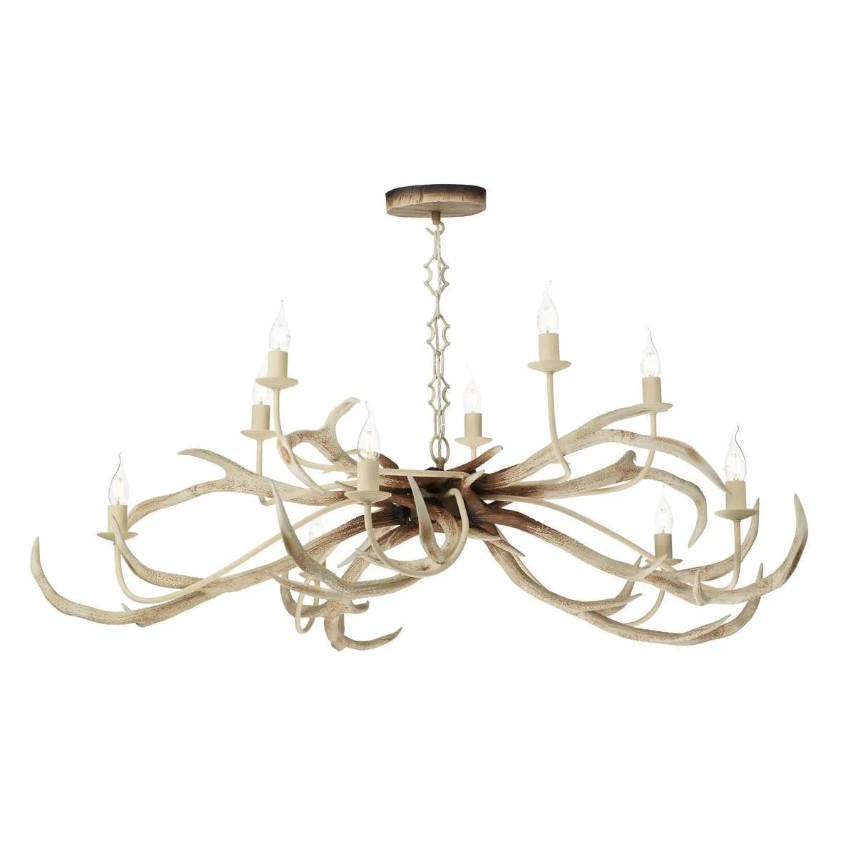 Stag Bleached 10 Light Antler Pendant