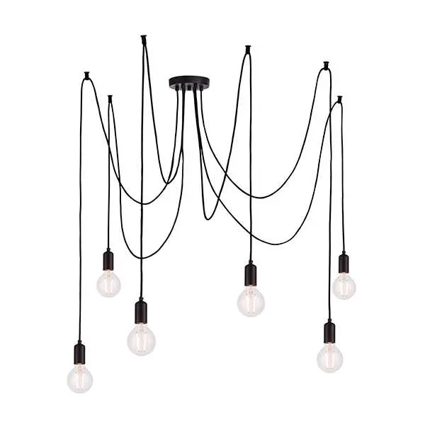 Studio 6 Light Pendant in Matt Black