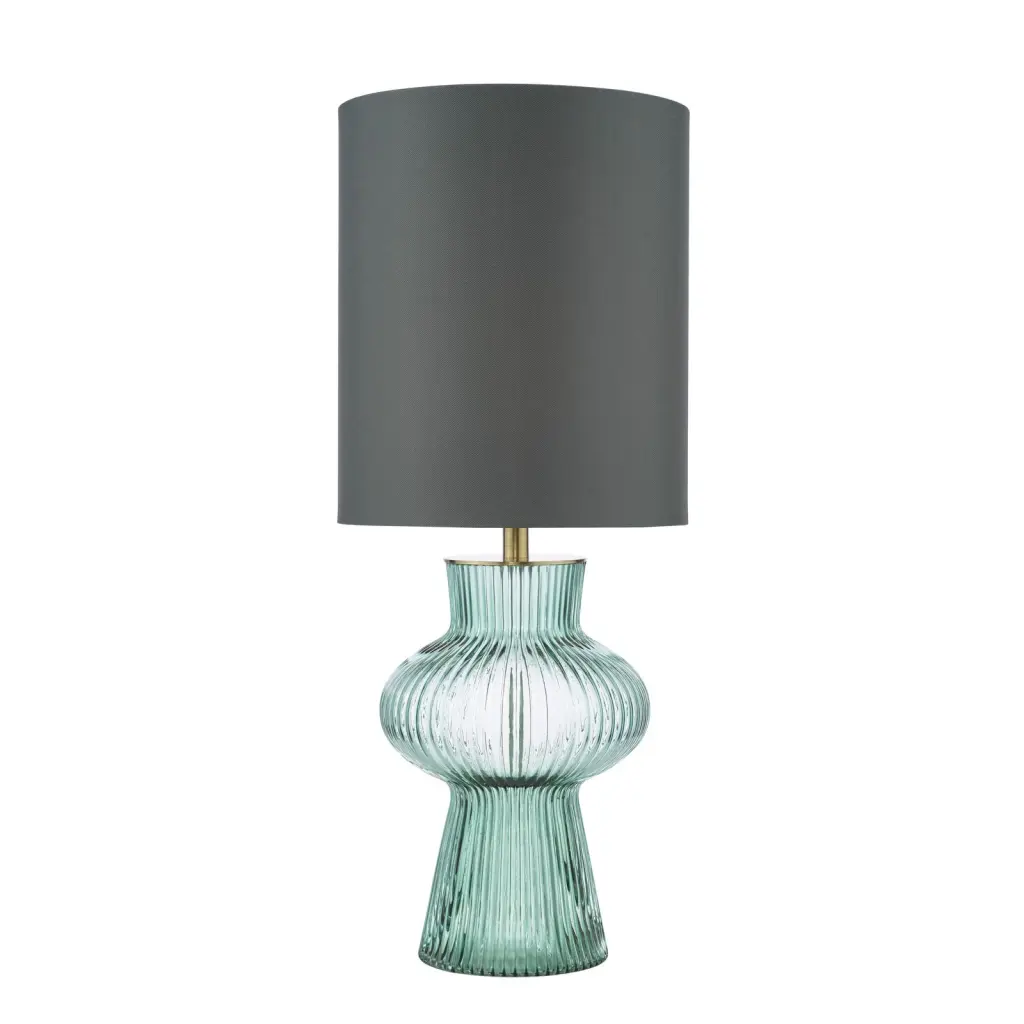 Suelita Green Glass Table Lamp C/W Shade