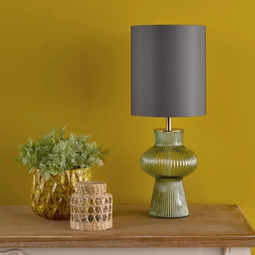 Suelita Green Glass Table Lamp C/W Shade