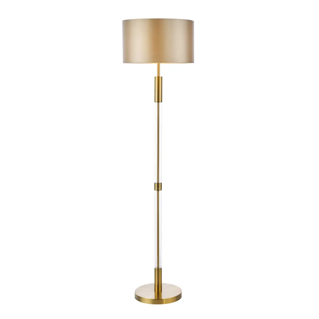 Sylvester Antique Brass Floor Lamp C/W Shade