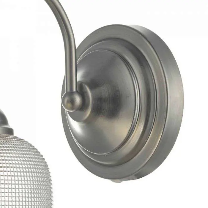 Tack Wall Light Antique Chrome & Textured Glass