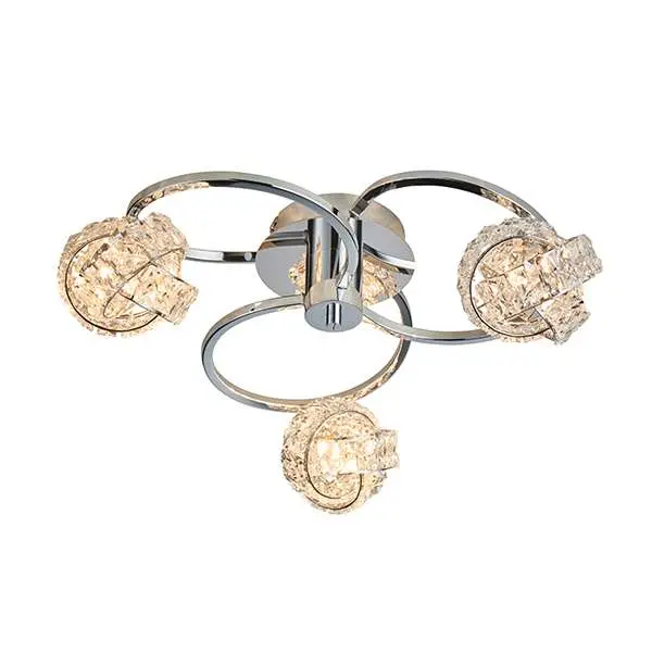 Talia Chrome & Crystal 3 Light Semi-Flush Fitting