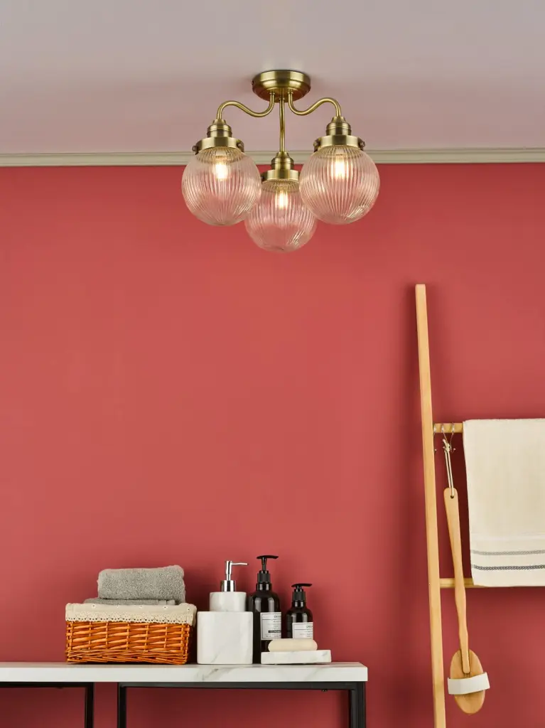 Tamara 3 Light Semi Flush in Antique Brass IP44