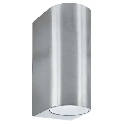 2 Light Satin Silver Outdoor Up & Down Light with Fixed Glass Lens