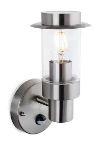 Darwin PIR Stainless Steel Wall Light IP44