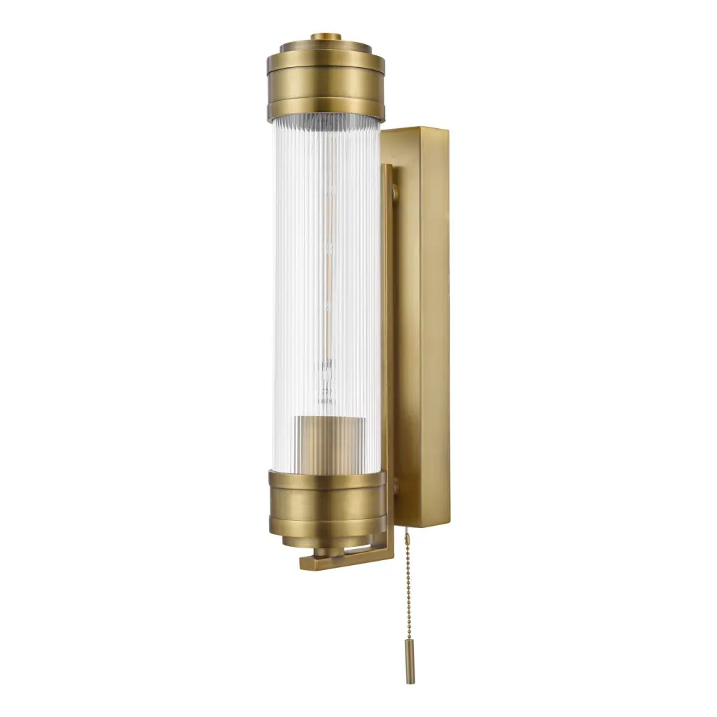 Tommaso Antique Bronze & Ribbed Glass Bathroom Wall Light IP44