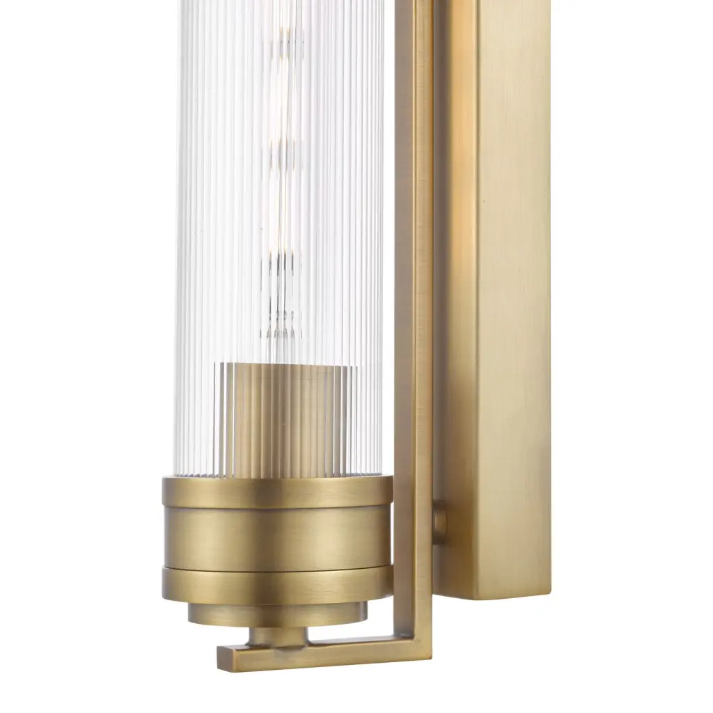 Tommaso Antique Bronze & Ribbed Glass Bathroom Wall Light IP44
