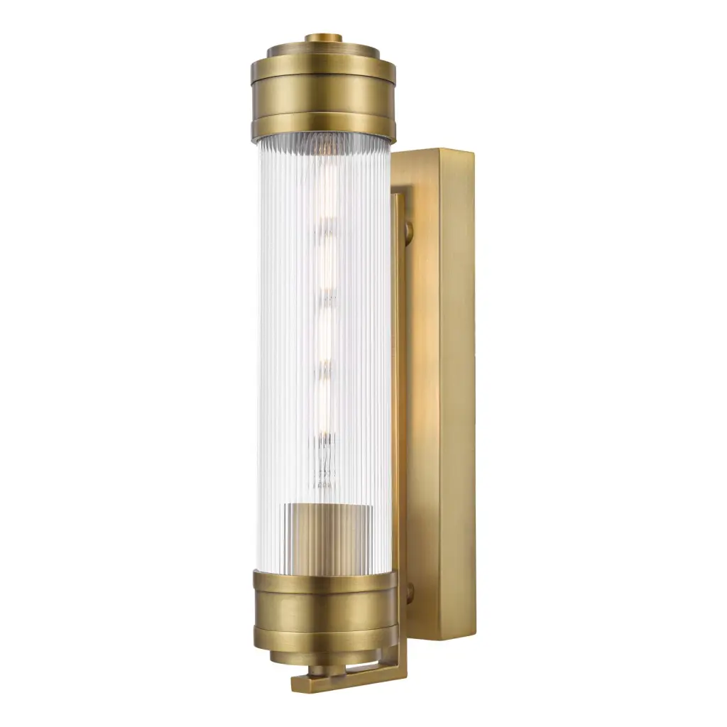 Tommaso Antique Bronze & Ribbed Glass Bathroom Wall Light IP44