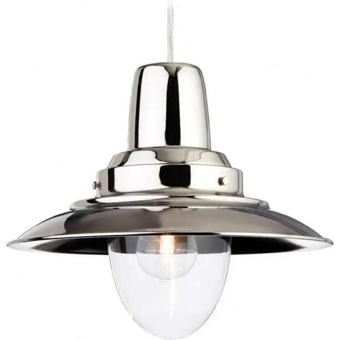 Traditional Chrome Metal Fisherman Pendant Light