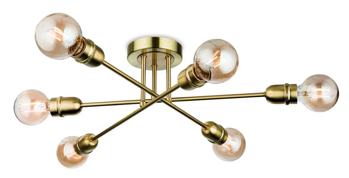 Trident 6 Light Flush Fitting in Brushed Brass Finish