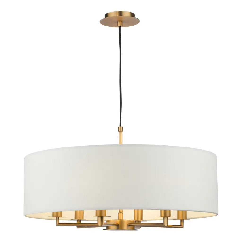 Tyler 6 Light Bronze Pendant C/W White Drum Shade