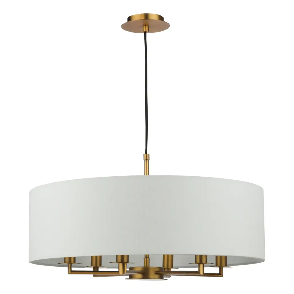 Tyler 6 Light Bronze Pendant C/W White Drum Shade