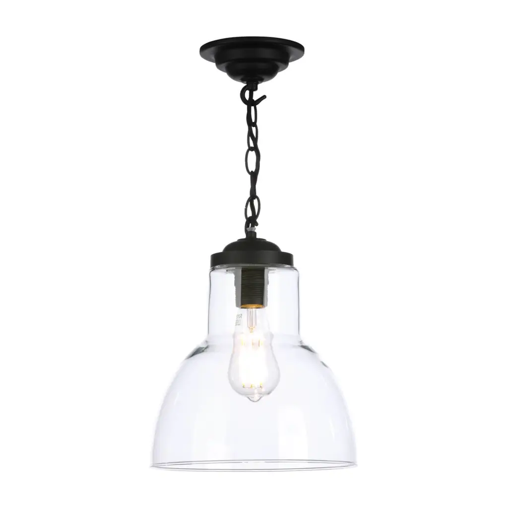 Upton Small Single Black & Glass Pendant