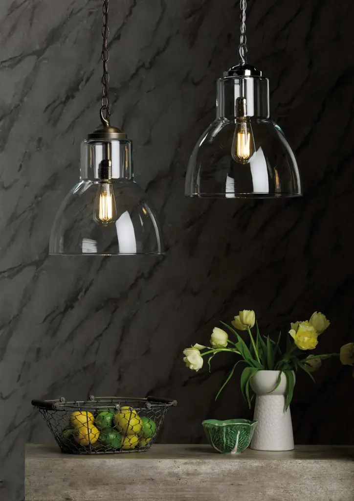 Upton Small Clear Glass Antique Brass Pendant