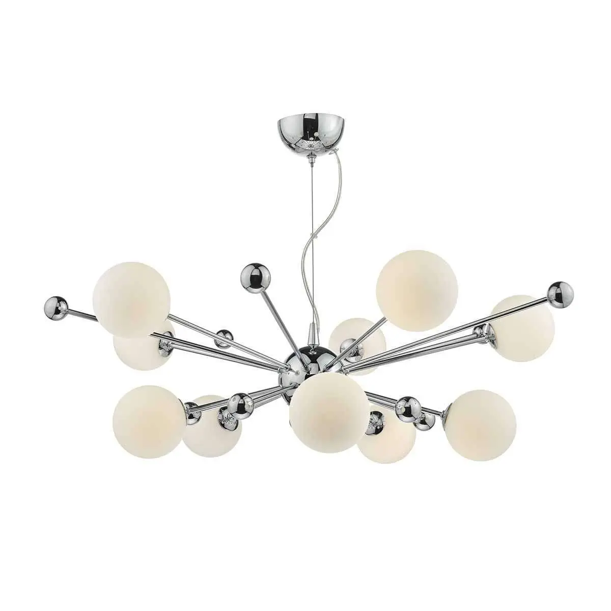 Ursa 10 Light Polished Chrome & Opal Glass