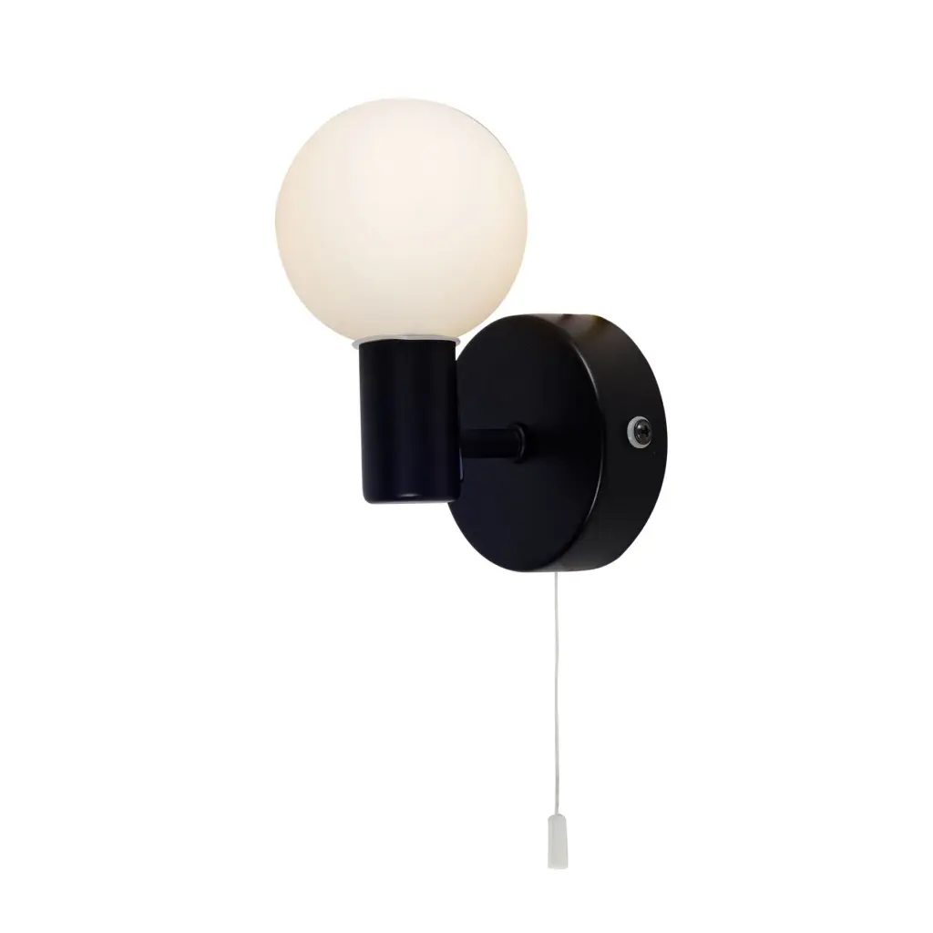 Vanity Single Wall Light in Matt Black IP44