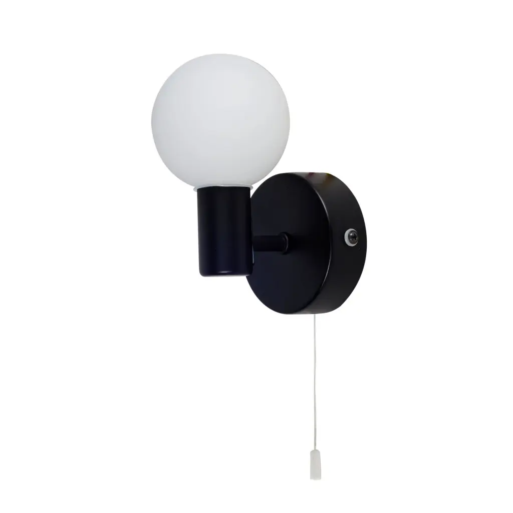 Vanity Single Wall Light in Matt Black IP44
