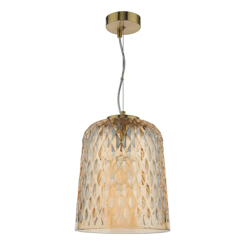 Varius Brass & Amber Glass Single Pendant