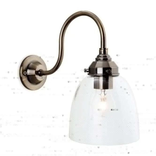 Victoria Wall Light In Antique Brass With Clear Glass