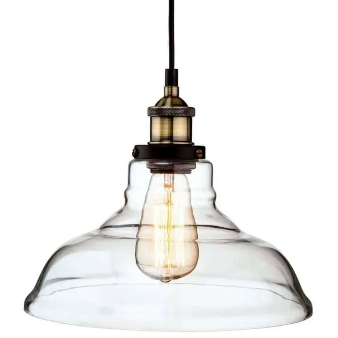 Vintage Antique Glass Dome Fisherman Hanging Ceiling Light