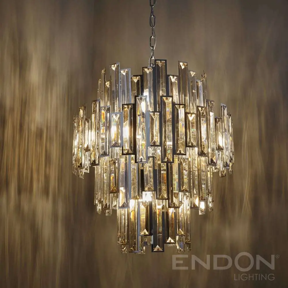 Viviana 12 Light Polished Chrome & Champagne Crystal Pendant