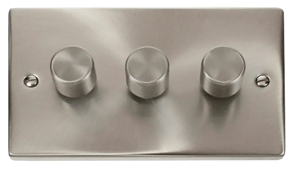 Satin Chrome 3Gang 2 Way Dimmer Switch