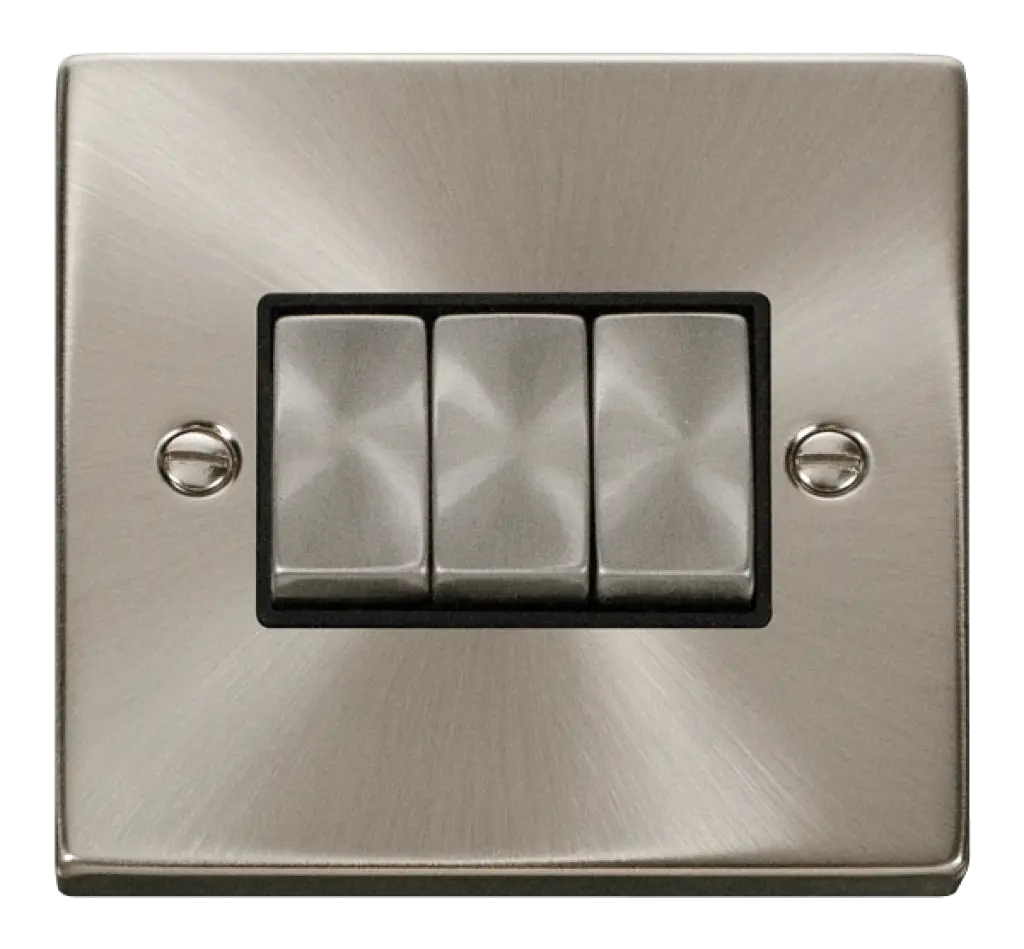 Satin Chrome 3Gang 2 Way Switch