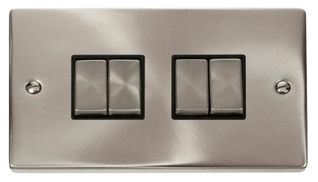 Satin Chrome 4Gang 2 Way Switch