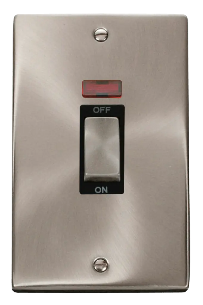 Satin Chrome 2 Gang Vertical Switch with Neon